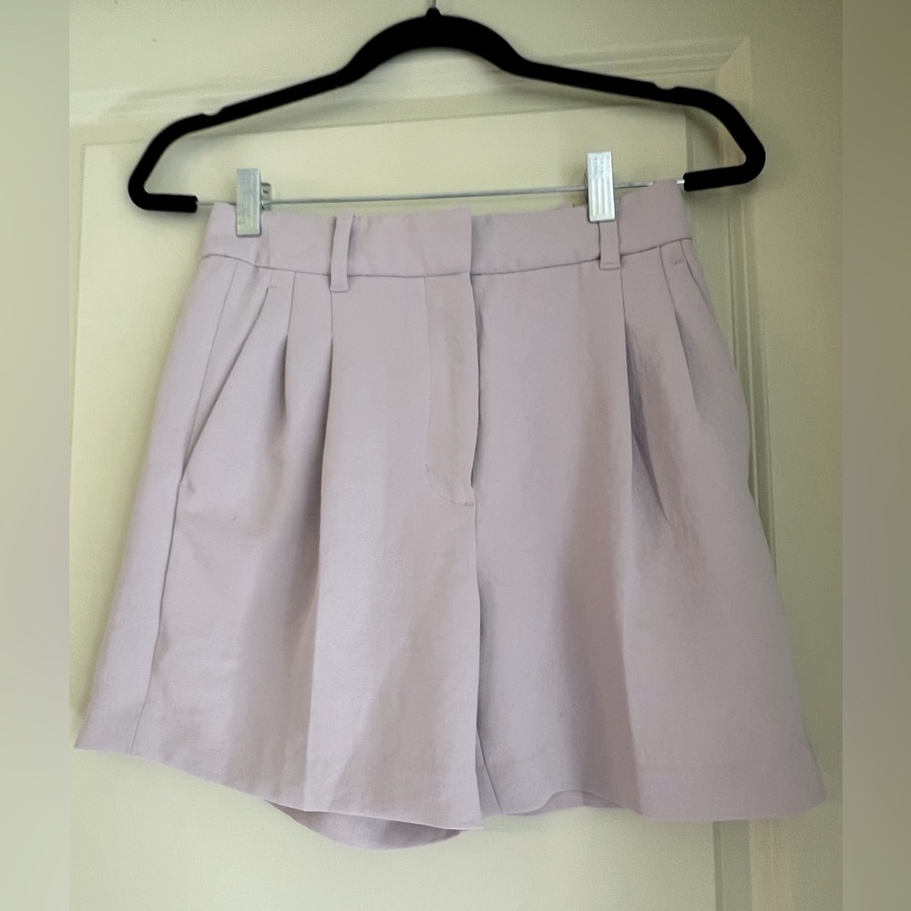 Wilfred The Effortless Shorts – Lilac Mauve Linen Blend, Size XS, High-Waisted